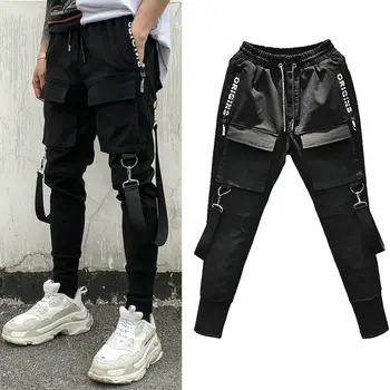 New Fashion Hip Hop Sweatpants men Black Mens Joggers Harem Pants Multi-pocket Pencil Jogger Pants Men 2022