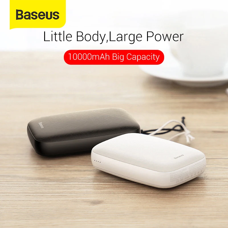 Baseus Mini Power Bank 10000mAh Small External Battery Charger Dual USB Portable Powerbank 10000mAh Fire for Phone afbeelding