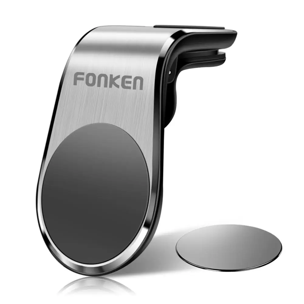 Fixed Silver Holder Магнитный автомобильный держатель для телефона FONKEN, металлический Универсальный магнитный держатель на вентиляционное отверстие, подставка на автомобильную розетку, магнитный Кронштейн для мобильного навигатора - Цвет: Fixed Silver Holder