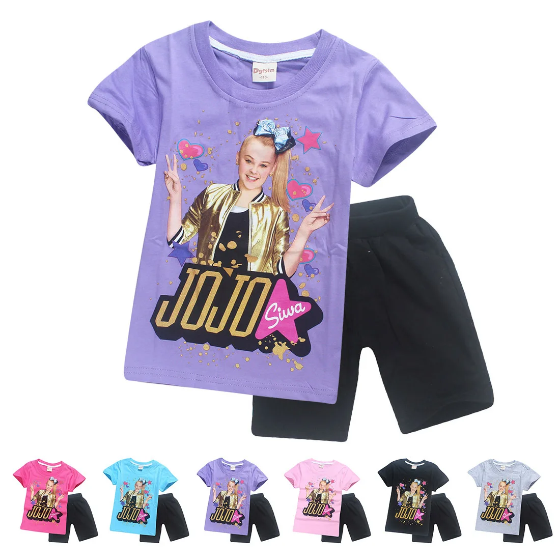 JOJO SIWA/ Детские футболки хлопковые футболки для маленьких девочек комплекты с короткими рукавами для мальчиков и девочек футболки Одежда для девочек 10-12 лет