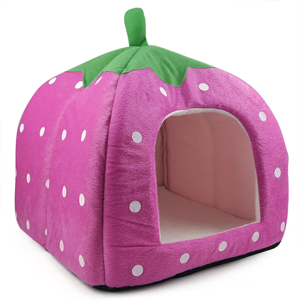 COFA Soft Strawberry Pet Igloo Dog Cat Bed home Kennel Doggy Fashion Cushion Basket