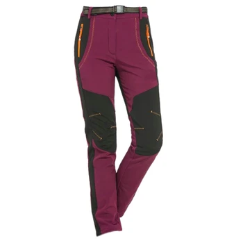 

Winter Women Hiking Pants Outdoor Softshell Trousers Waterproof Windproof for Camping Ski Climbing Maroon