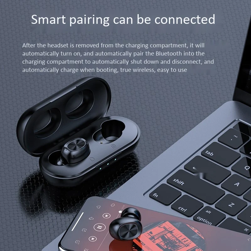 B5 TWS Bluetooth беспроводные наушники 5,0 прессованные наушники водонепроницаемые 9D стерео Музыкальная гарнитура 300 мАч Внешний аккумулятор