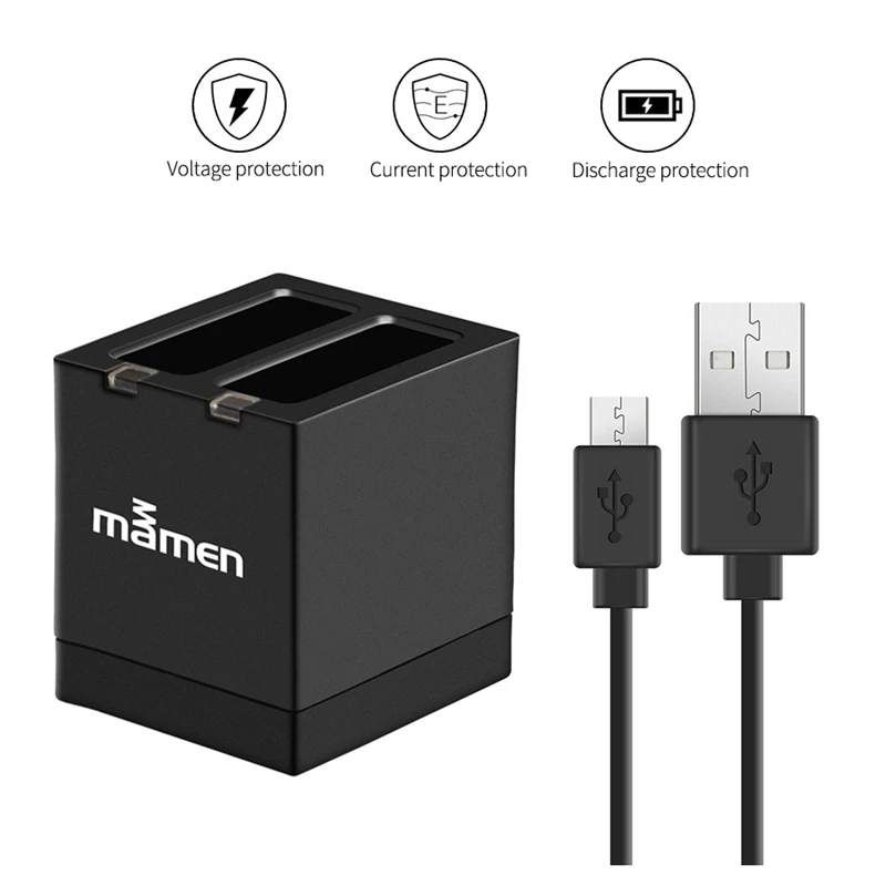 Батарея для спортивной камеры Mamen Gopro AHDBT 501 1650 мАч+ двойное зарядное устройство type-C для GoPro Hero 5 6 7 черный аккумулятор для спортивной экшн-камеры