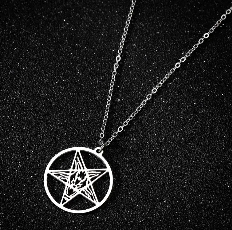 Large Talisman Baphomet Black Color Stainless Steel Necklace Pendant for Men Goat PIN Jewerly Satanic PIN Lucifer Patch collares