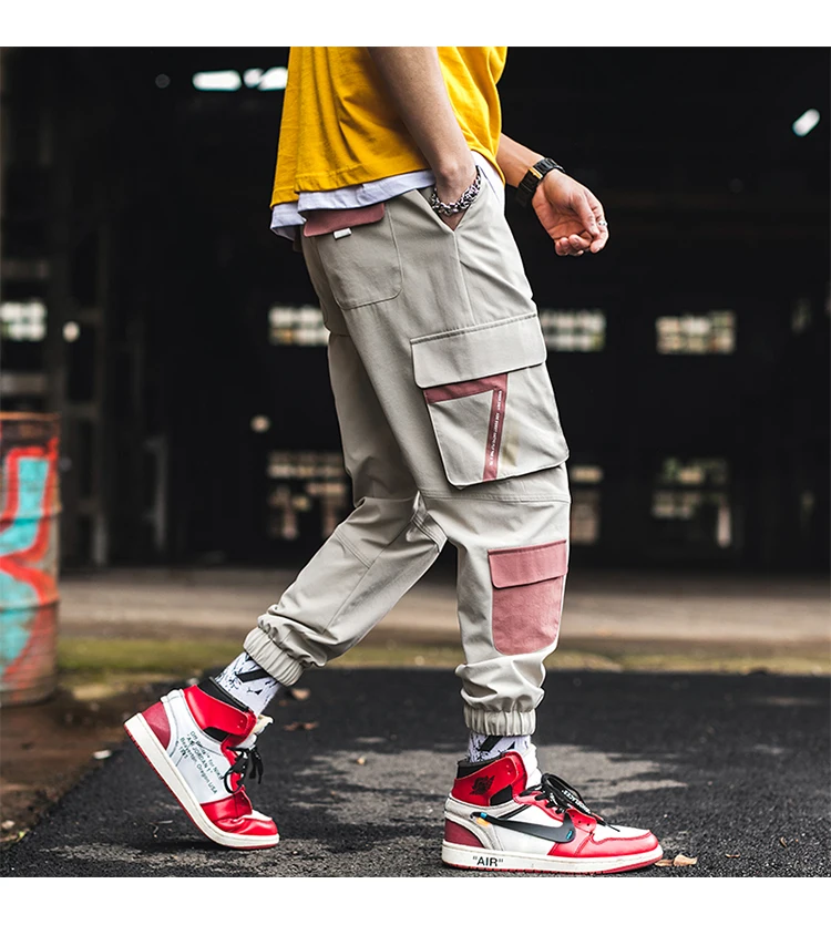 YASUGUOJI Fashion Streetwear Pockets Joggers Boost Military Casual Cotton Pants Hip Hop Mens Cargo Pants Pencil Harem Pants Men