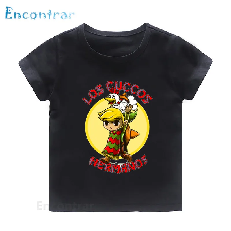 Детская футболка с принтом из мультфильма «Легенда о Зельде» и «Triforce»; детская забавная футболка; летняя одежда для мальчиков и девочек; HKP5246 - Цвет: Modal Black