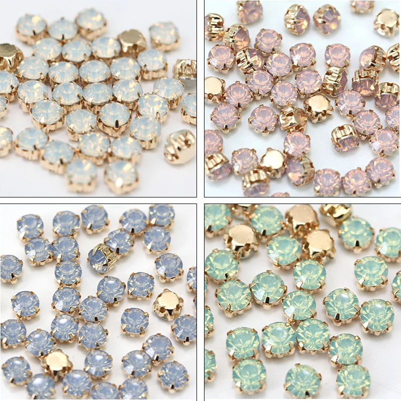 Sew On Rhinestones 100pcs Opal Multicolor Resin Sew-On Rhinestones Gold/Silver Claw Flatback Sew On Claw Rhinestones Garment Decor