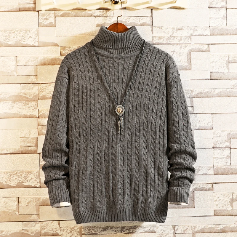 Winter Turtleneck Sweater Men Warm Slim Fashion Solid Color Casual Knit Sweaters Man Sweter Clothes Long Sleeve Pullover Men