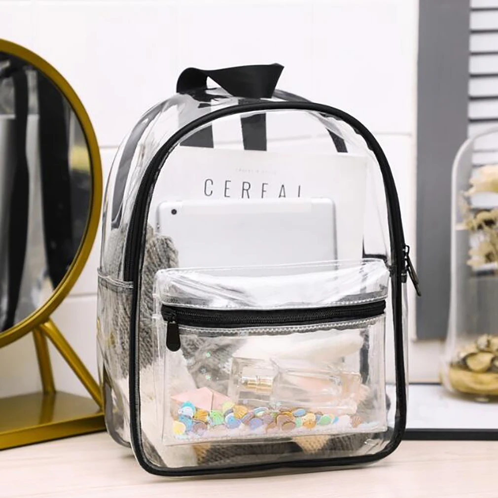 

Transparent PVC Bag Organizer Sack Waterproof Backpack Outdoor Clear Shoulder School Backbag Bolso Mochila Mujer