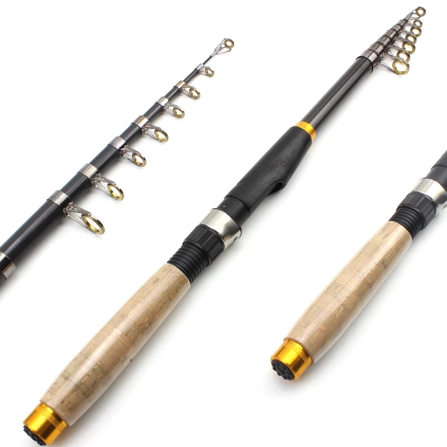 1.8m-3.6m Carbon Fiber telescopic fishing rod Super short pocket Portable  Spinning pole carp