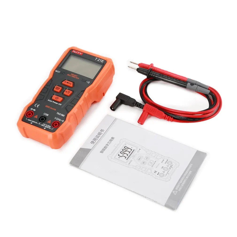 

T21E 5999 Counts Backlight NCV Digital Multimeter AC/DC Voltmeter True RMS Diode Resistence Cap HZ Tester Data Hold