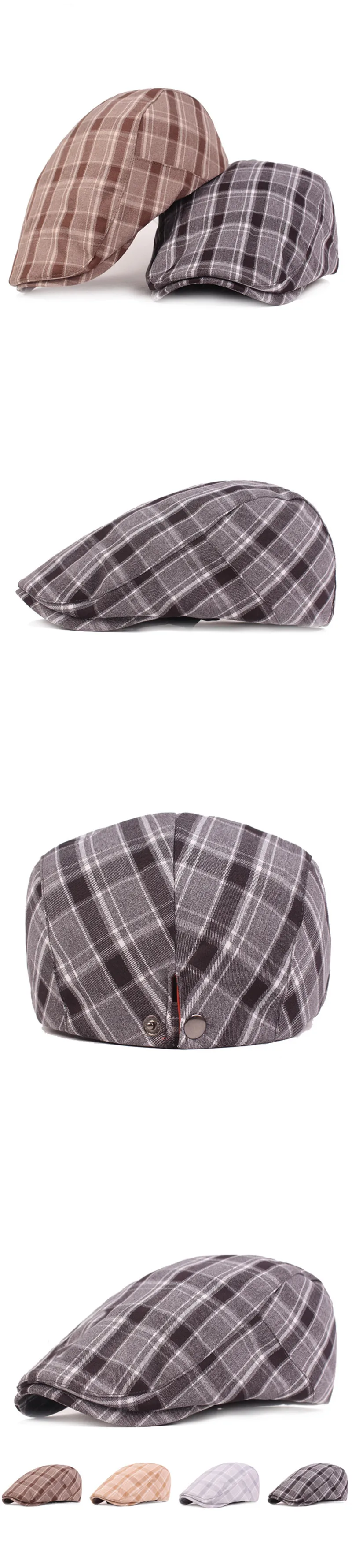 SILOQIN Snapback Cap Men's Literary Youth Brands Caps Berets Women's Plaid Cotton Beret Fashion Vintage Tongue Cap Couple Hat