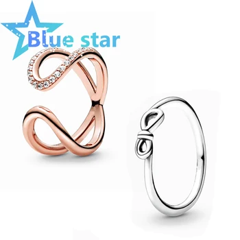 

Blue Star 100% Sterling Silver pandoras 2020 Mother's Day Wrapped Open Infinity Ring Infinity Knot Ring