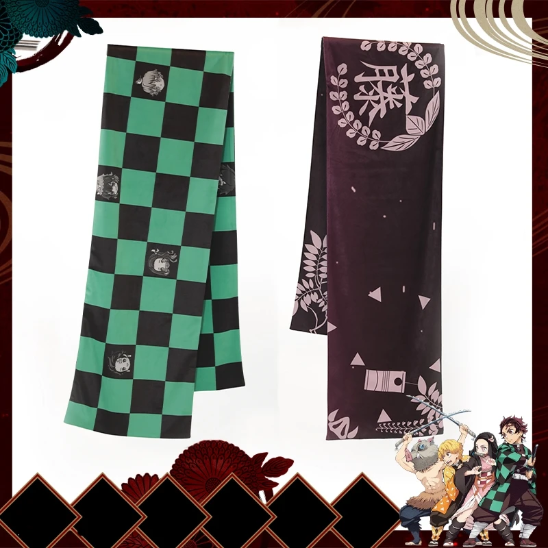 Аниме Demon Slayer Kimetsu no Yaiba для мужчин и женщин, длинный шарф, повседневные шарфы, подарок, костюм на Хэллоуин, косплей, опора
