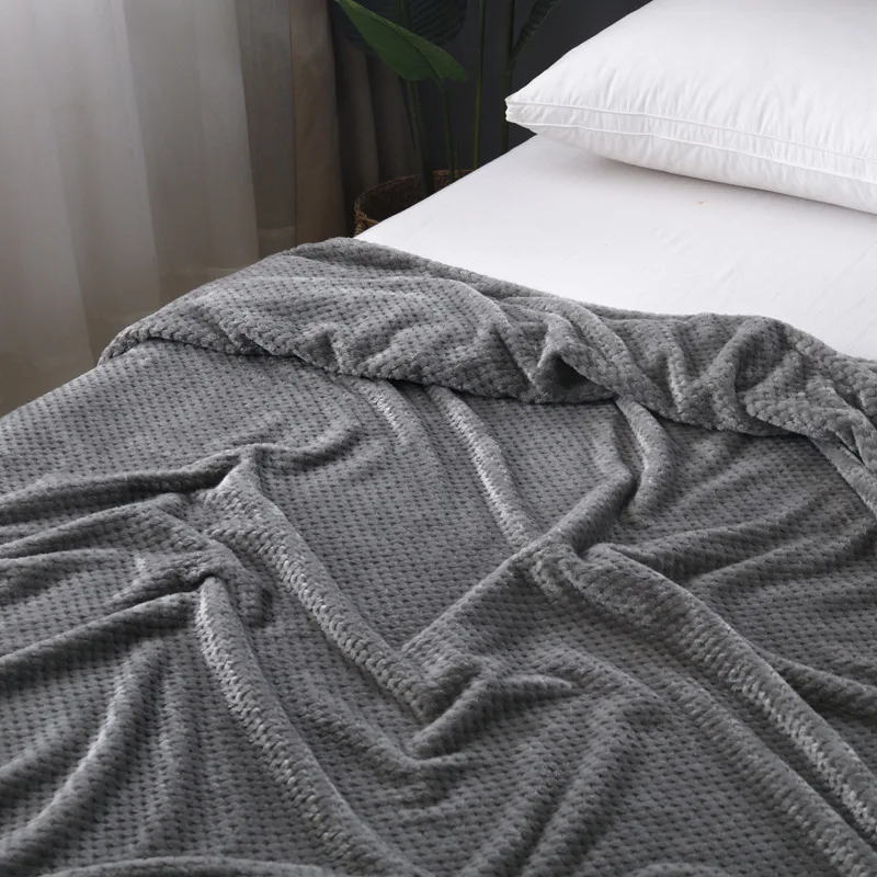 Одеяло для дивана, одноцветное Сетчатое одеяло с изображением ананаса, Фланелевое повседневное одеяло, одеяло,, подарок в японском стиле
