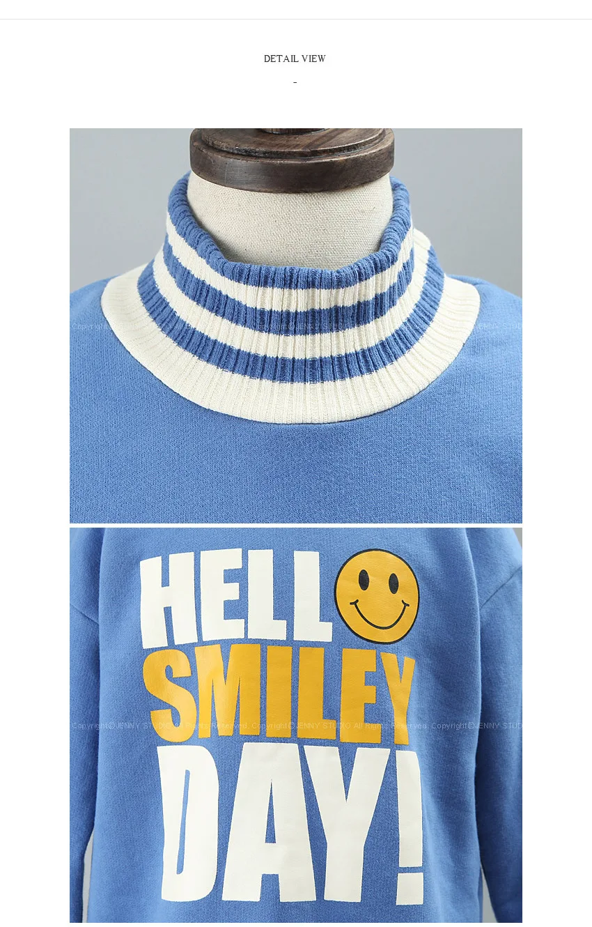Children's Clothing Letter Print Medium Long-length Fashion Long Sleeve Kids Pullover High Collar Toddler Girl Clothes