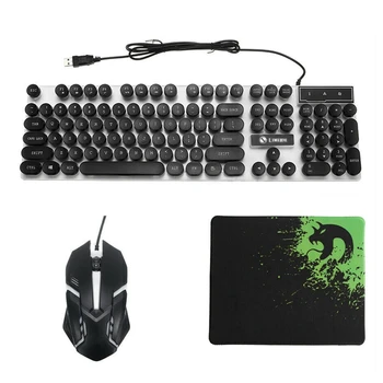

Wired Rainbow Led Back Mute Ergonomic Gaming Keyboard And Mouse+Mouse Pad New,Black