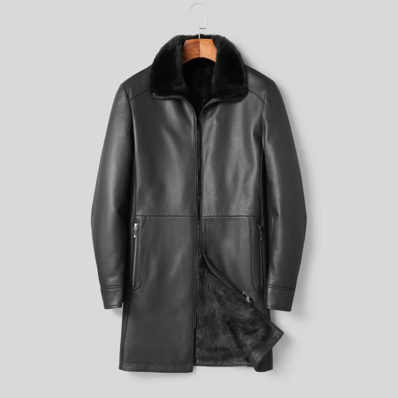 Men Winter Coat Warm Jackets Thick Outerwear Genuine Leather Sheepskin+Mink Fur Coat New Jacket T1828