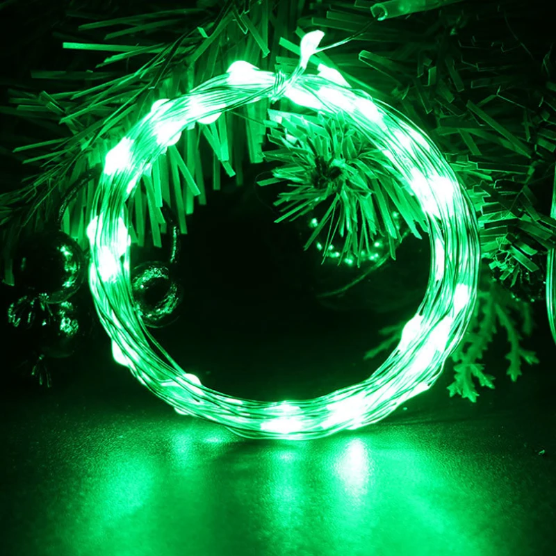 green Рождественский новогодний декоративный светодиодный светильник s, праздничный светильник, медный провод, серебряная проволока, гирлянда на день рождения, Барти - Испускаемый цвет: green