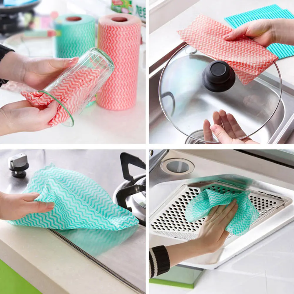 50pcs/roll Disposable Dish Cloths Multi-purpose Non-woven Cleaning Towel  Reusable Bamboo Towels For Kitchen Towel Dishes Cloth - AliExpress