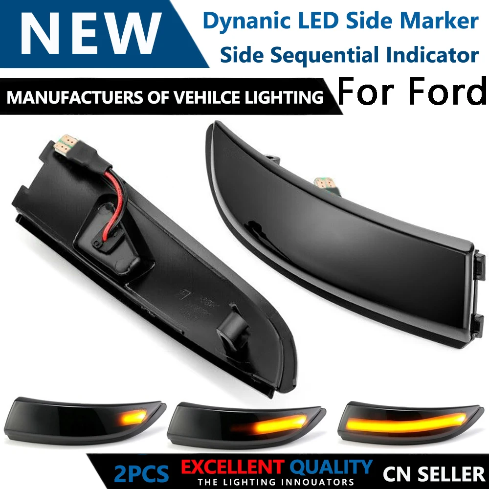 

2pcs LED Dynamic Turn Signal Light Fit For Ford Fiesta 2008-17 B-Max 2008-2017 Flowing Water Blinker Flashing Light