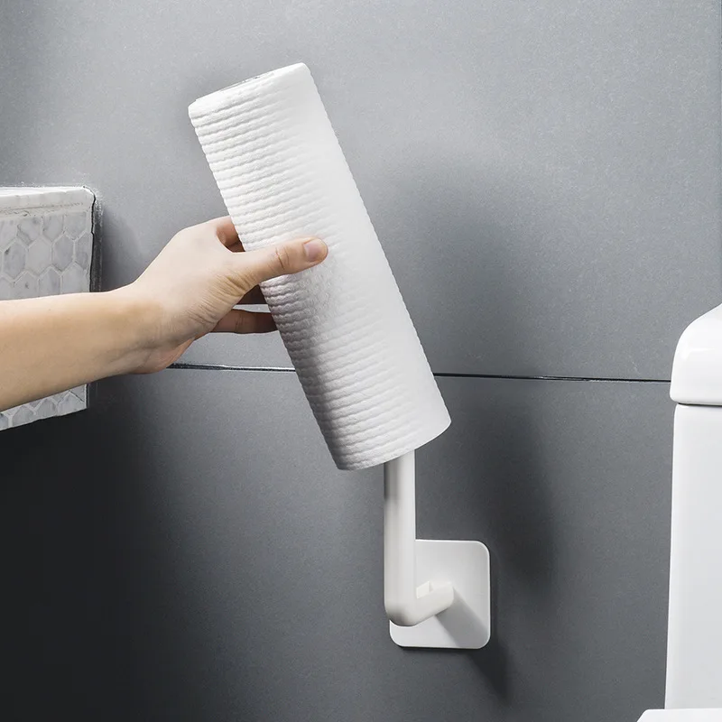 

2Pcs/set Kitchen Oil-absorbing Roll Paper Hanging Multifunction Toilet Paper Holder Self Adhesive Stand Glass Cup Towel Holder