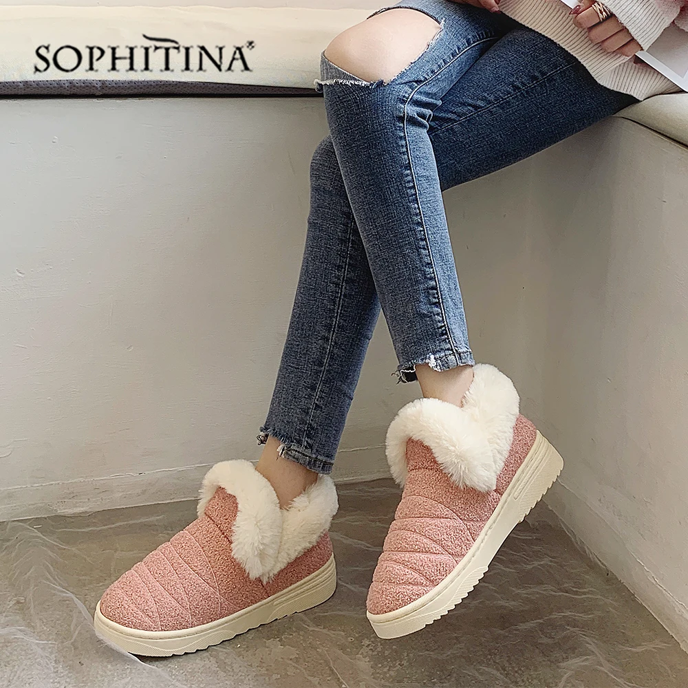 SOPHITINA Solid Comfortable Slipper Winter Round Toe Fashion Design New Shoes Very Warm Slipper MO371
