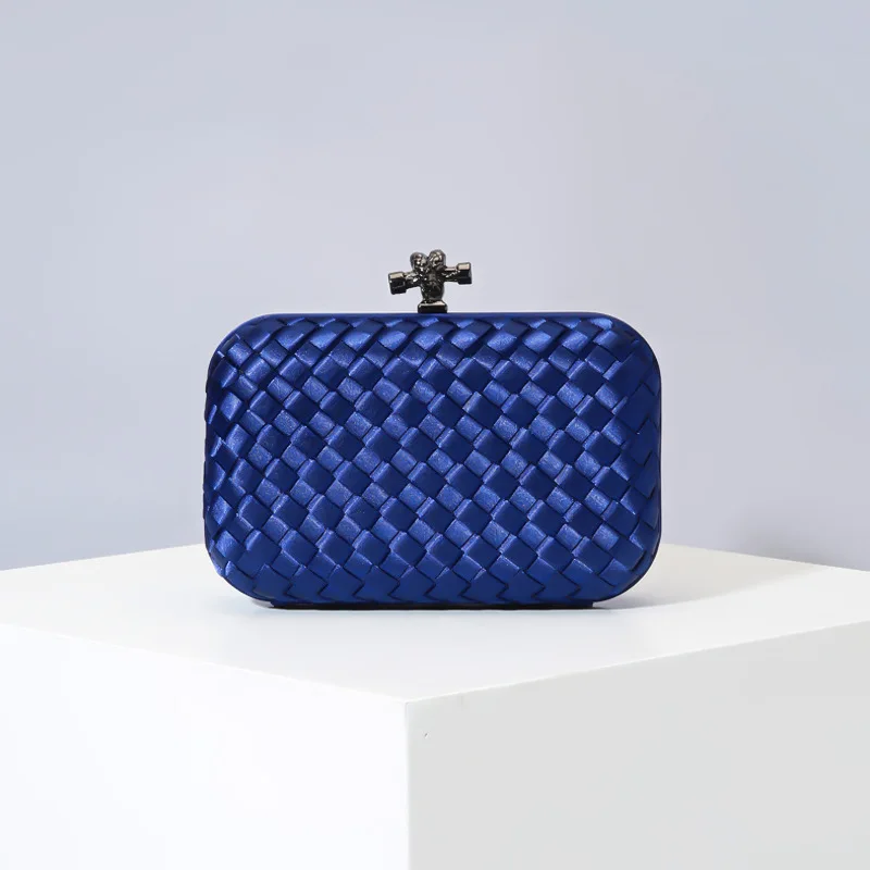 Small DarkBlue Повседневная трикотажная женская сумка-клатч ins, модная женская сумка ручной работы для свадебной вечеринки в европейском и американском стиле, брендовая Дизайнерская обувь ярких цветов - Цвет: Small DarkBlue