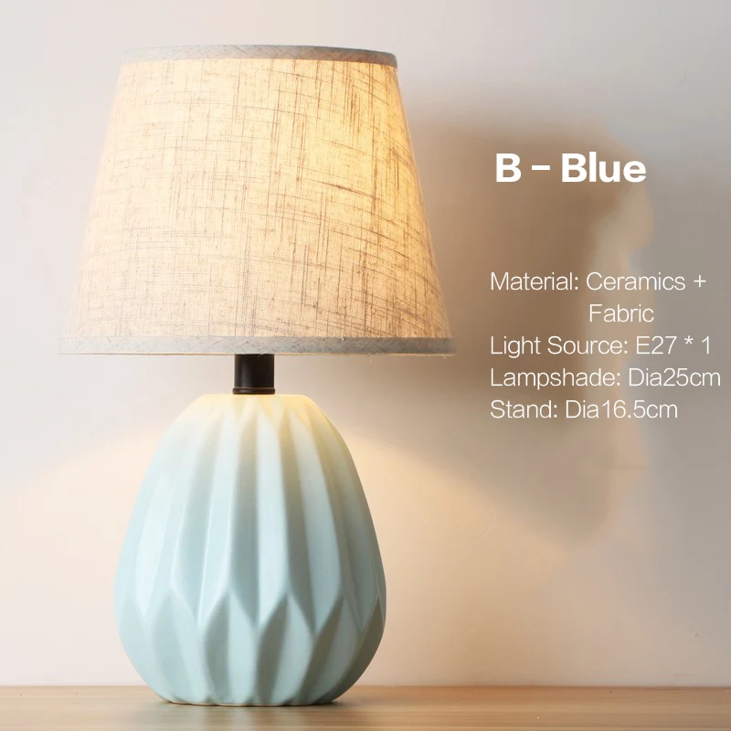 B-Blue Современная настольная лампа для гостиной, спальни, прикроватная лампа, украшенная керамикой, для учебы, скандинавские светодиодные настольные лампы - Цвет абажура: B-Blue