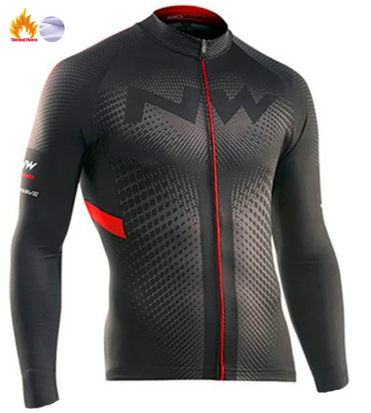 Pro Team NW Зимняя Теплая Флисовая велосипедная одежда для мужчин Northwave Джерси костюм для прогулок верховой езды на велосипеде MTB Одежда комбинезон комплект - Цвет: Winter jersey