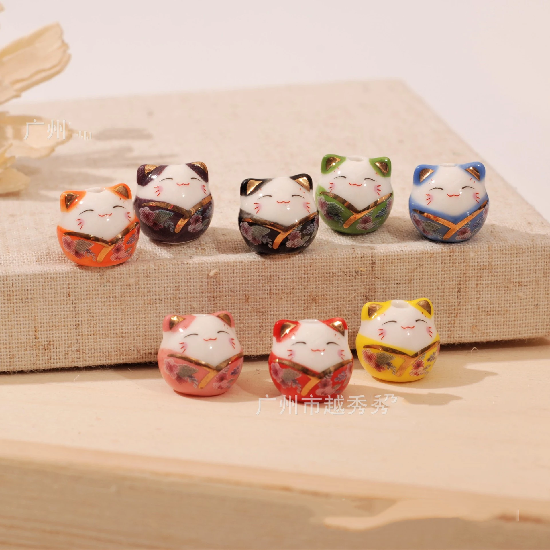 

10pcs/set Lucky cat Fortune Cat pendant ceramic DIY Cute jewelry Earring bracelet Material