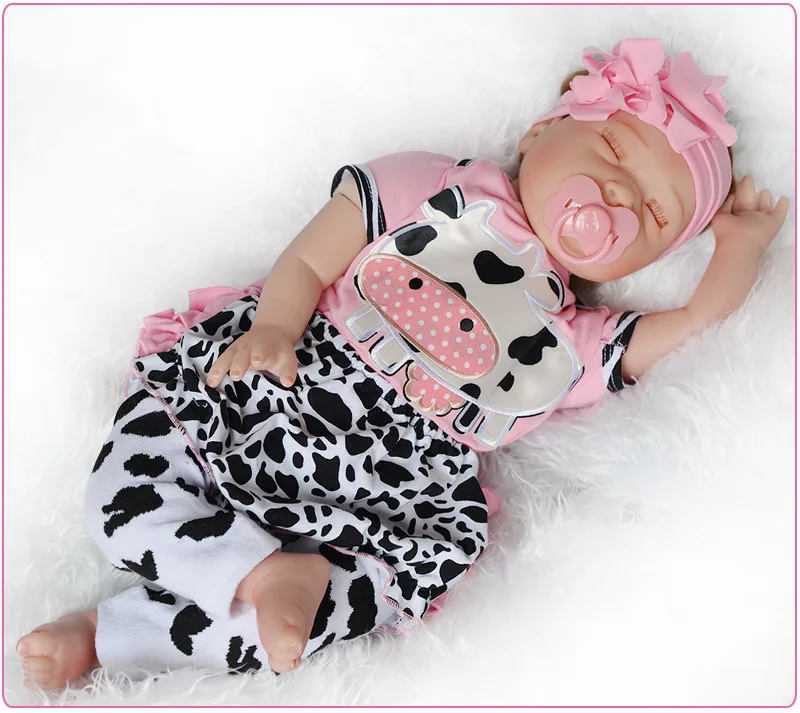 Reborn Baby Doll Мягкая силиконовая виниловая ткань тела 18 дюймов 55 см реалистичные яркие игрушки для мальчиков и девочек