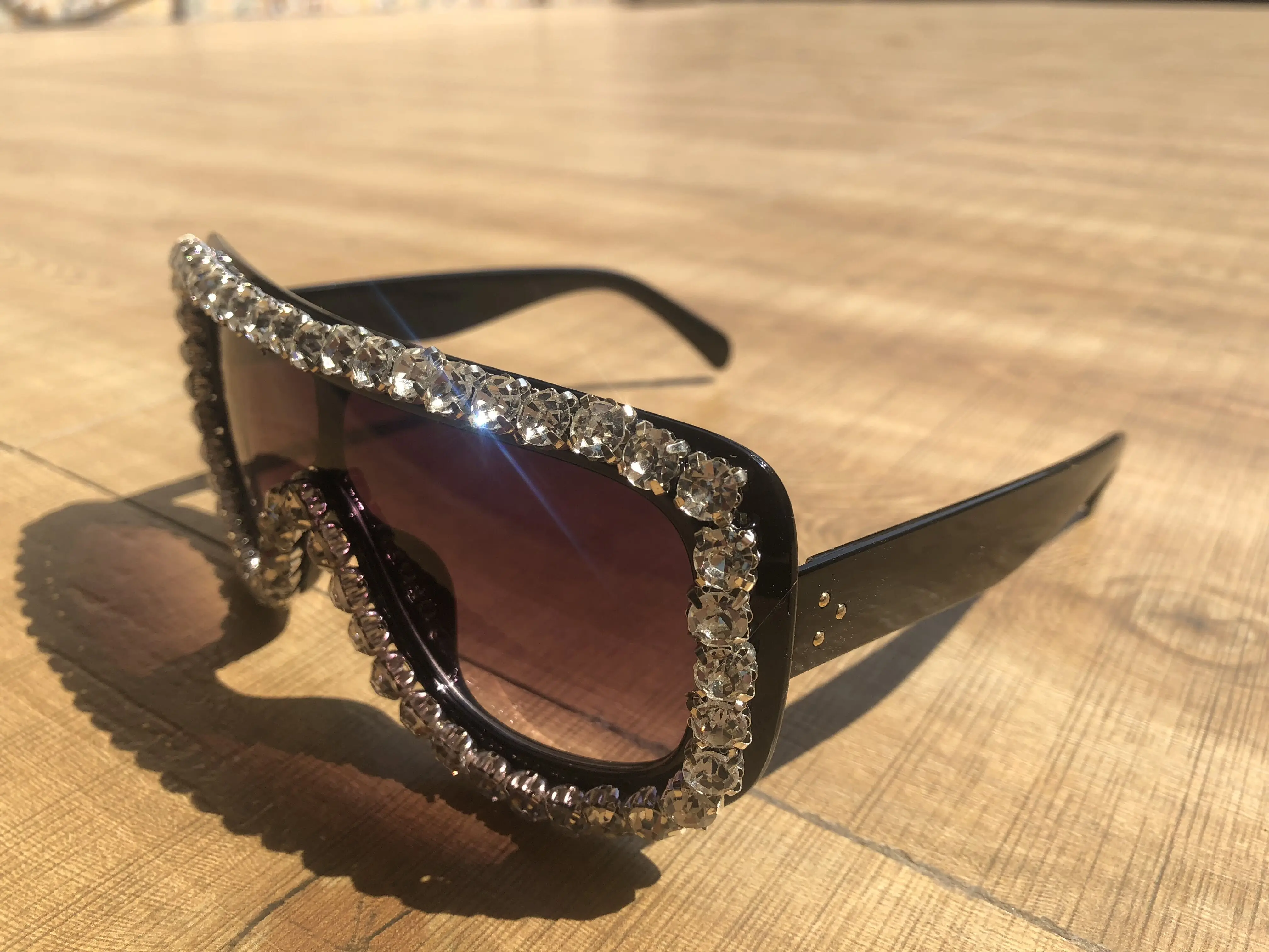 Glasseswomen модные роскошные стразы большая оправа очки со стразами градиентные фиолетовые большие линзы очки с защитой от ультрафиолета для женщин