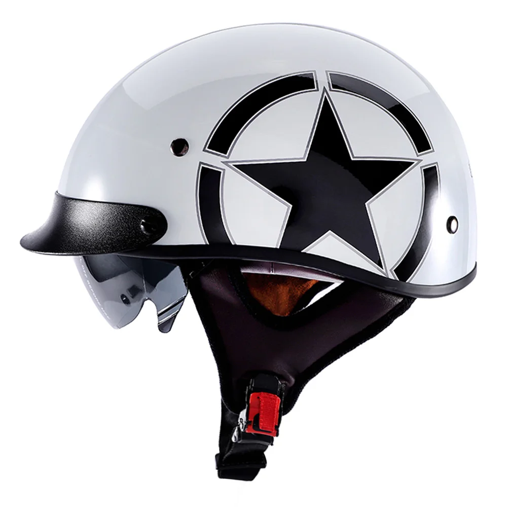 LVCOOL мотоциклетный шлем Мужской Ретро винтажный полушлем Casco Мото шлем мотоциклетный гоночный шлем для верховой езды с точечной сертификацией - Цвет: LV112-06