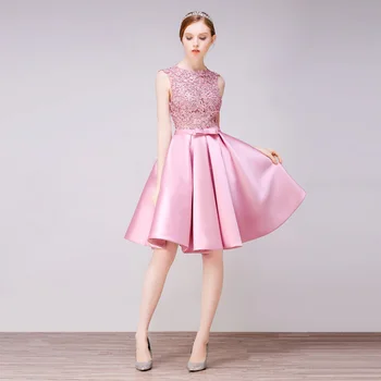 

Bridesmaid Dresses Prom Graduation dress Lace short Pink evening dresses