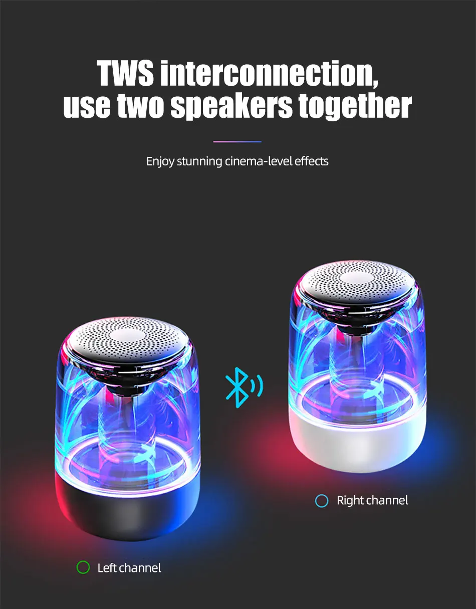 !ACCEZZ Bluetooth Speaker Portable Wireless Loudspeaker Waterproof Stereo Column Romantic Colorful LED Support TF Card with Mic (13)