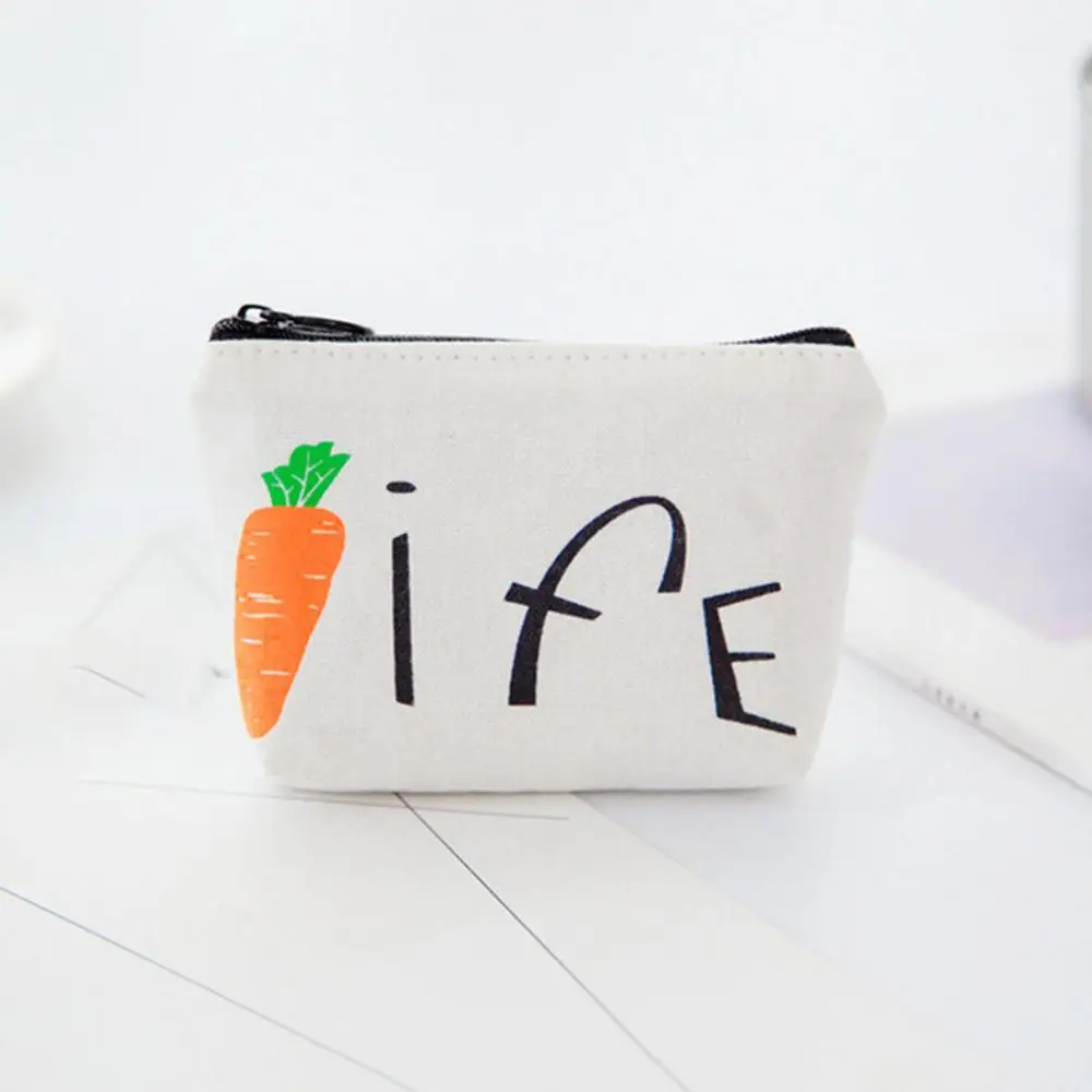 carrot Горячая Распродажа, кошелек для ключей для женщин, Дамские Мини холщовые сумки для денег, растительный дизайн, мультяшная креативная сумка для ключей, студенческий маленький кошелек - Цвет: carrot