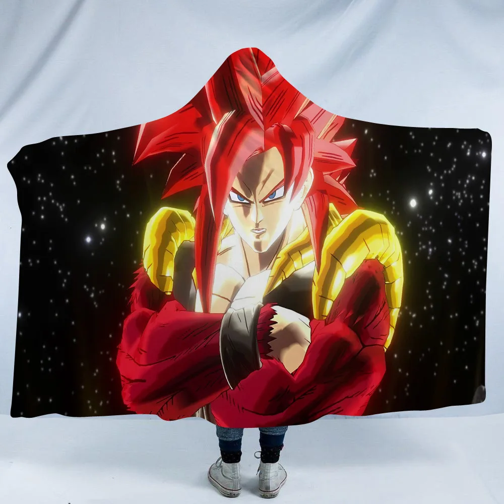 Новое поступление, Флисовое одеяло с капюшоном с 3D принтом Dragon Ball, зимнее теплое Коралловое Флисовое одеяло s для детей и взрослых