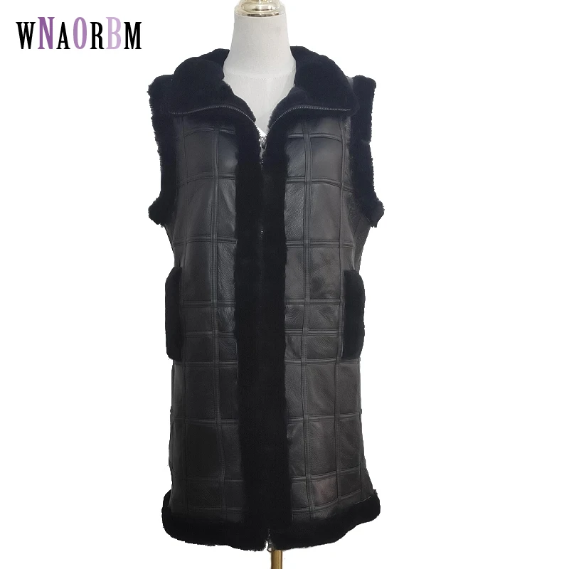 Natural Wool Sheep Shearing Autumn Winter Women's Tops Warm Leather Coat Women Vest New Fashion Sheepskin Sweater Vest Coat 2021 women vest faux leather autumn winter black lamb wool coat plus size sleeveless velvet warm pu leather waistcoat my newin