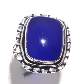 

Genuine Blue Chalcedony Ring Silver Overlay over Copper , Size: 8.25 , R6750