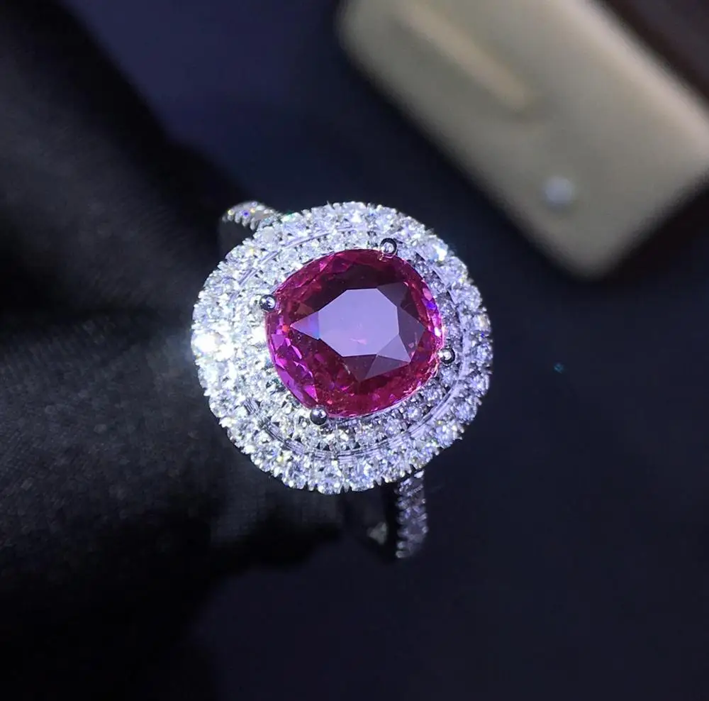 Сапфировое Кольцо 2.25ct J1207 чистое 18 К золото Природный розовый сапфир падпарадша драгоценные камни 18 К золото бриллианты камень женское кольцо