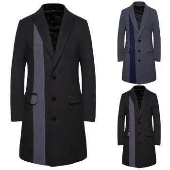 

FY13 New Fashion 2019 Autumn Men's Clothing Single Row Button Wool Overcoat Men Long Coat