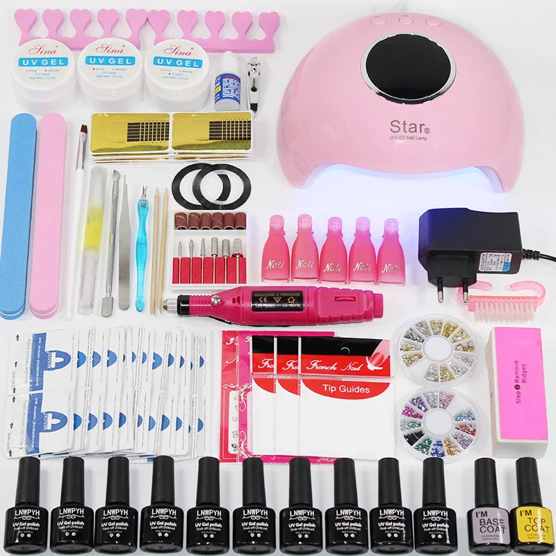36W Choose10 Colors Лак для ногтей kit12/10 цветов гель лак для ногтей комплект маникюрного геля для Лаки Нейл-арт Набор 36/48/54W УФ-лампы для ногтей Сушилка электрическая дрель комплект - Цвет: 36W Choose10 Colors