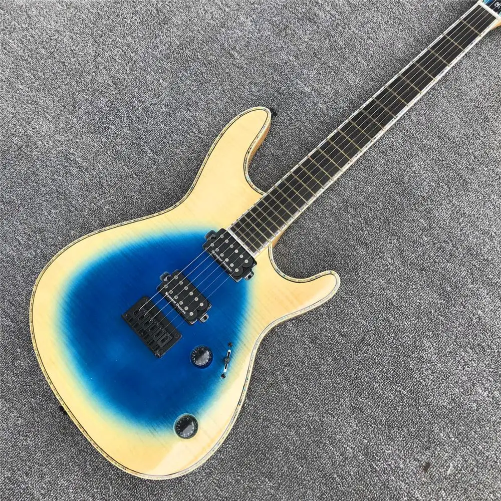 Электрогитара Mayones Ebony fingerboard blue burst 6 струн, шея через тело, обвязка Abalone, черная аппаратная гитара Mayones