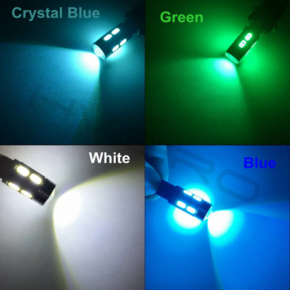Hviero T10 10SMD 5630 W5W Interior Xenon Red White blue DC 12V Car LED Lens Projector Solid Aluminum Bulbs Side Marker Light