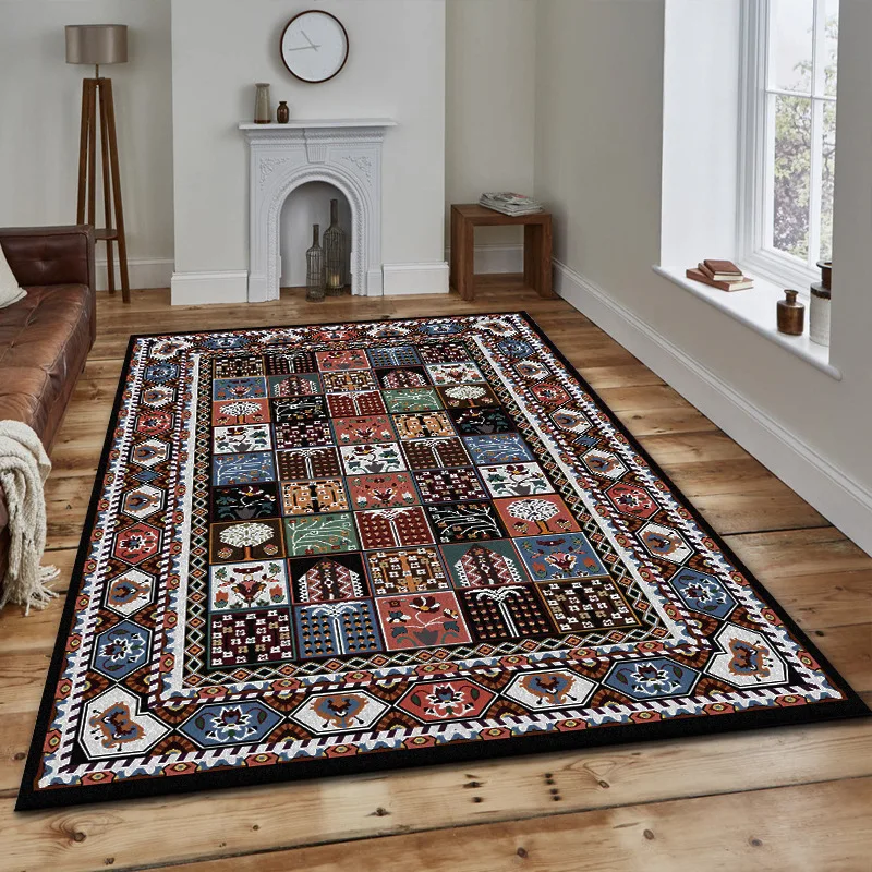 

Persian Vintage Ethnic Style Big Carpets For Living Room Bedroom Floor Mat Geometric grid 3D printing Home Decor Large Area Rugs