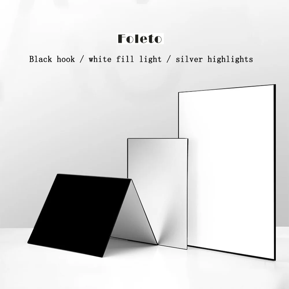 Foleto Photography Cardboard Folding Reflector Black Silver White Thick  Paper Book Board Reflective for Camera photo Shooting