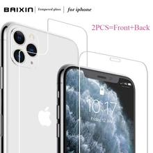Baixin передняя+ задняя защитная пленка из закаленного стекла для iPhone 11 Pro Max XS XR X 8 7 6 6S Plus 5 5S 4S защита экрана