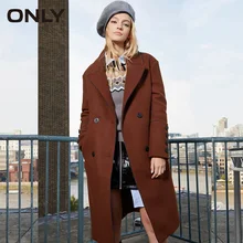 Женское прямое длинное шерстяное пальто ONLY винтажное на осень и